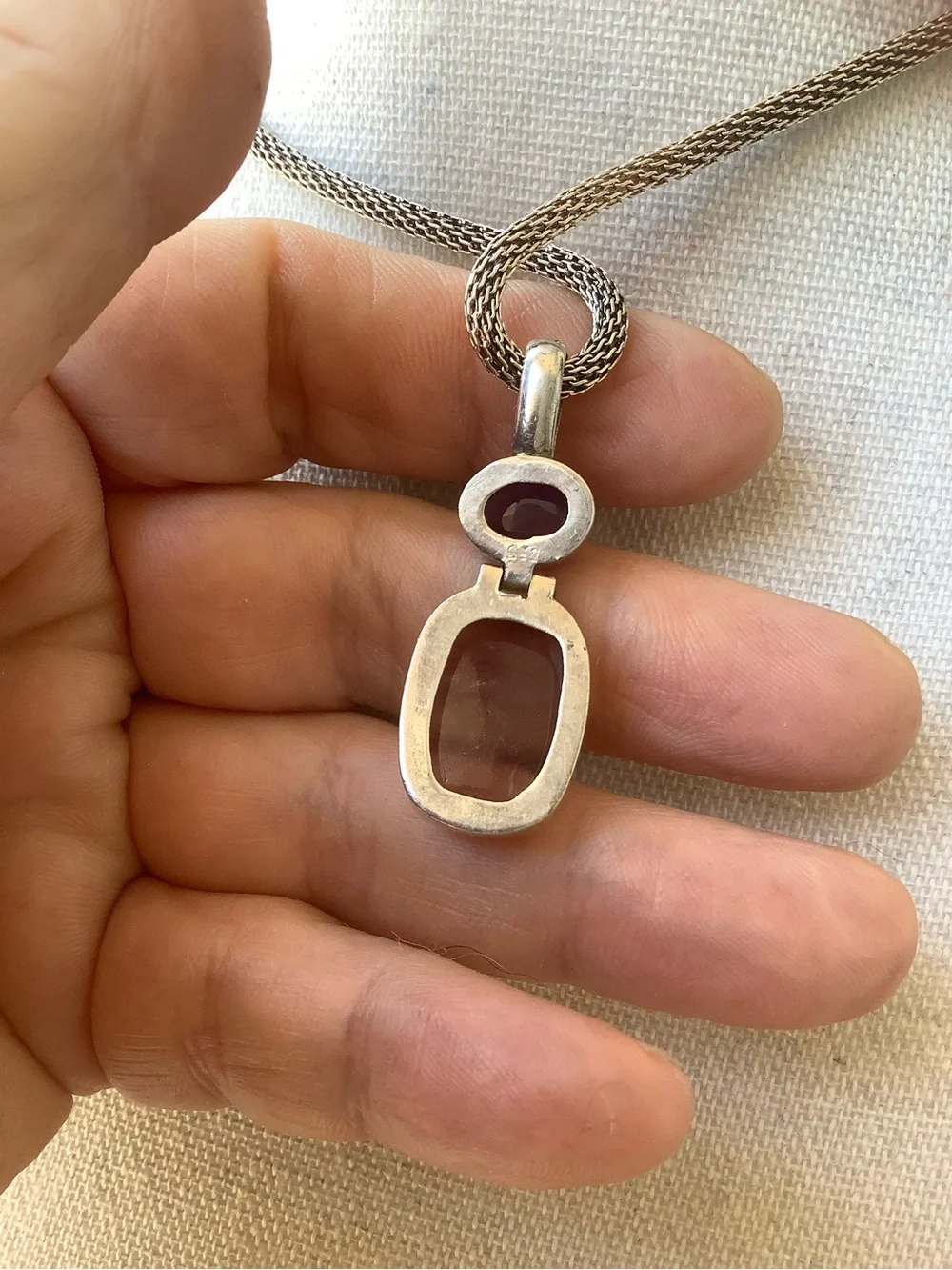 Sterling Silver Amethyst Double‑Stone Pendant Necklace